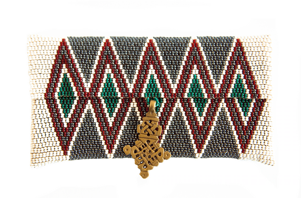 Maasai Beaded Cell Case - White / Green - Ministry of Tomorrow